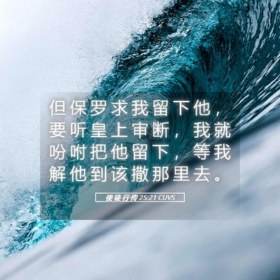 Picture 05 - 使 徒 行 传 25:21 CUVS - 但 保 罗 求 我 留 下 他 ， 要 听 皇 - Bible Verse Picture