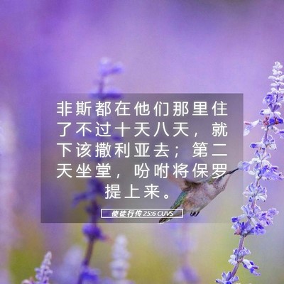Picture 05 - 使 徒 行 传 25:6 CUVS - 非 斯 都 在 他 们 那 里 住 了 不 过 - Bible Verse Picture