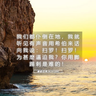 Picture 05 - 使 徒 行 传 26:14 CUVS - 我 们 都 仆 倒 在 地 ， 我 就 听 见 - Bible Verse Picture