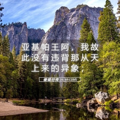 Picture 05 - 使 徒 行 传 26:19 CUVS - 亚 基 帕 王 阿 ， 我 故 此 没 有 违 - Bible Verse Picture