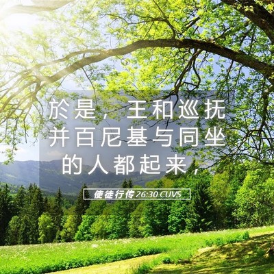 Picture 05 - 使 徒 行 传 26:30 CUVS - 於 是 ， 王 和 巡 抚 并 百 尼 基 与 - Bible Verse Picture