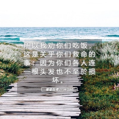 Picture 05 - 使 徒 行 传 27:34 CUVS - 所 以 我 劝 你 们 吃 饭 ， 这 是 关 - Bible Verse Picture