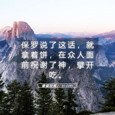 Picture 05 - 使 徒 行 传 27:35 CUVS - 保 罗 说 了 这 话 ， 就 拿 着 饼 ， - Bible Verse Picture