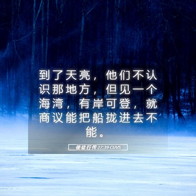 Picture 05 - 使 徒 行 传 27:39 CUVS - 到 了 天 亮 ， 他 们 不 认 识 那 地 - Bible Verse Picture