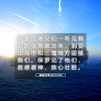 Picture 05 - 使 徒 行 传 28:15 CUVS - 那 里 的 弟 兄 们 一 听 见 我 们 的 - Bible Verse Picture