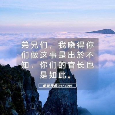 Picture 05 - 使 徒 行 传 3:17 CUVS - 弟 兄 们 ， 我 晓 得 你 们 做 这 事 - Bible Verse Picture