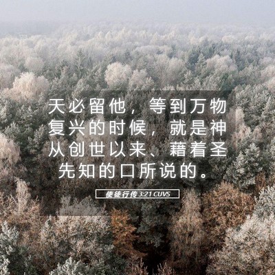 Picture 05 - 使 徒 行 传 3:21 CUVS - 天 必 留 他 ， 等 到 万 物 复 兴 的 - Bible Verse Picture