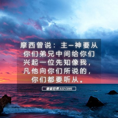 Picture 05 - 使 徒 行 传 3:22 CUVS - 摩 西 曾 说 ： 主 ─ 神 要 从 你 们 - Bible Verse Picture