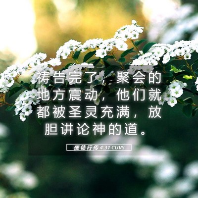 Picture 05 - 使 徒 行 传 4:31 CUVS - 祷 告 完 了 ， 聚 会 的 地 方 震 动 - Bible Verse Picture