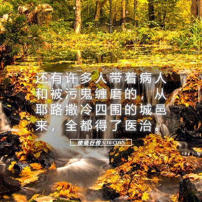 Picture 05 - 使 徒 行 传 5:16 CUVS - 还 有 许 多 人 带 着 病 人 和 被 污 - Bible Verse Picture