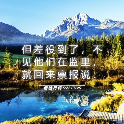 Picture 05 - 使 徒 行 传 5:22 CUVS - 但 差 役 到 了 ， 不 见 他 们 在 监 - Bible Verse Picture