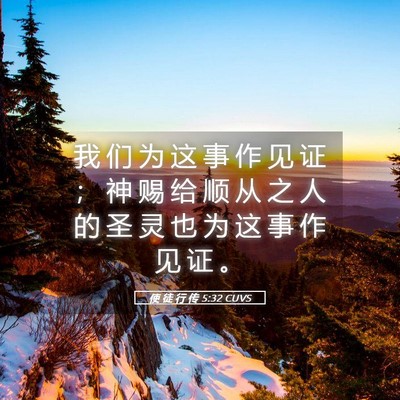 Picture 05 - 使 徒 行 传 5:32 CUVS - 我 们 为 这 事 作 见 证 ； 神 赐 给 - Bible Verse Picture