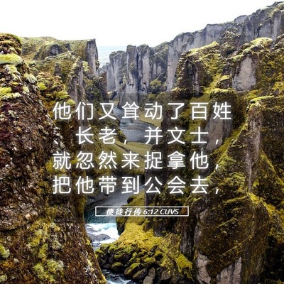 Picture 05 - 使 徒 行 传 6:12 CUVS - 他 们 又 耸 动 了 百 姓 、 长 老 ， - Bible Verse Picture