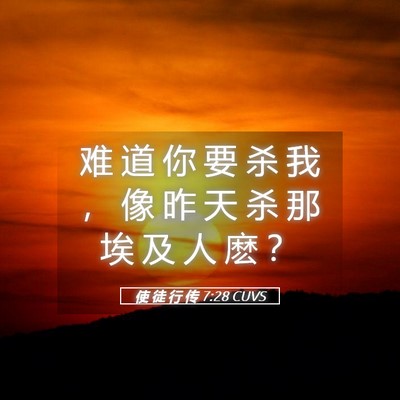 Picture 05 - 使 徒 行 传 7:28 CUVS - 难 道 你 要 杀 我 ， 像 昨 天 杀 那 - Bible Verse Picture