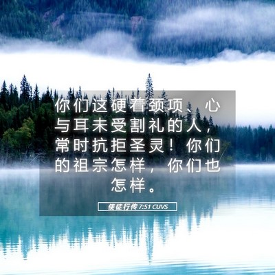 Picture 05 - 使 徒 行 传 7:51 CUVS - 你 们 这 硬 着 颈 项 、 心 与 耳 未 - Bible Verse Picture