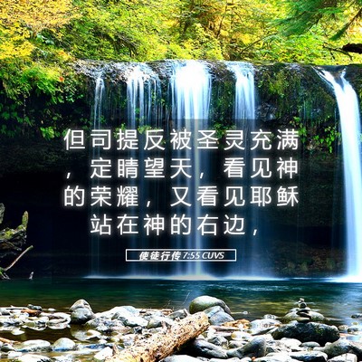 Picture 05 - 使 徒 行 传 7:55 CUVS - 但 司 提 反 被 圣 灵 充 满 ， 定 睛 - Bible Verse Picture