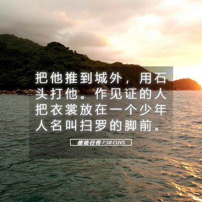 Picture 05 - 使 徒 行 传 7:58 CUVS - 把 他 推 到 城 外 ， 用 石 头 打 他 - Bible Verse Picture