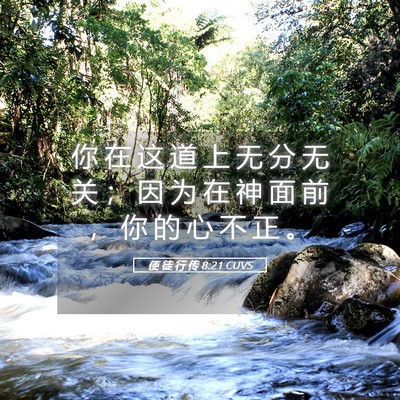Picture 05 - 使 徒 行 传 8:21 CUVS - 你 在 这 道 上 无 分 无 关 ； 因 为 - Bible Verse Picture
