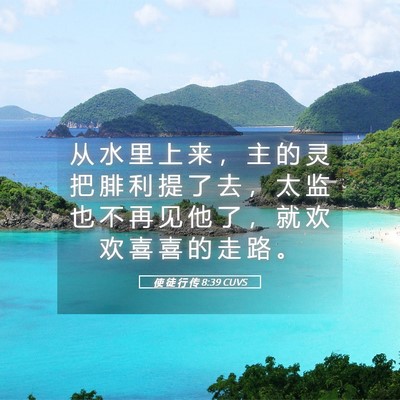 Picture 05 - 使 徒 行 传 8:39 CUVS - 从 水 里 上 来 ， 主 的 灵 把 腓 利 - Bible Verse Picture