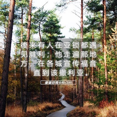 Picture 05 - 使 徒 行 传 8:40 CUVS - 後 来 有 人 在 亚 锁 都 遇 见 腓 利 - Bible Verse Picture