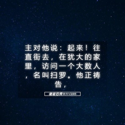 Picture 05 - 使 徒 行 传 9:11 CUVS - 主 对 他 说 ： 起 来 ！ 往 直 街 去 - Bible Verse Picture