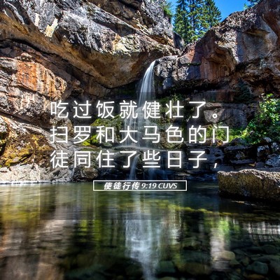 Picture 05 - 使 徒 行 传 9:19 CUVS - 吃 过 饭 就 健 壮 了 。 扫 罗 和 大 - Bible Verse Picture