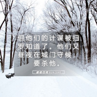 Picture 05 - 使 徒 行 传 9:24 CUVS - 但 他 们 的 计 谋 被 扫 罗 知 道 了 - Bible Verse Picture