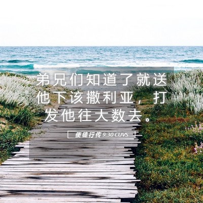 Picture 05 - 使 徒 行 传 9:30 CUVS - 弟 兄 们 知 道 了 就 送 他 下 该 撒 - Bible Verse Picture