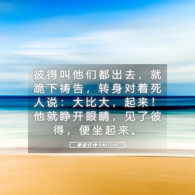 Picture 05 - 使 徒 行 传 9:40 CUVS - 彼 得 叫 他 们 都 出 去 ， 就 跪 下 - Bible Verse Picture