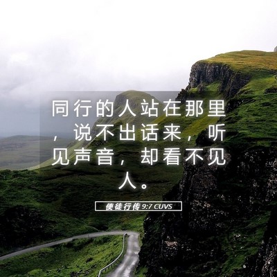 Picture 05 - 使 徒 行 传 9:7 CUVS - 同 行 的 人 站 在 那 里 ， 说 不 出 - Bible Verse Picture