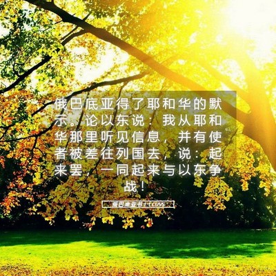 Picture 05 - 俄 巴 底 亚 书 1:1 CUVS - 俄 巴 底 亚 得 了 耶 和 华 的 默 示 - Bible Verse Picture