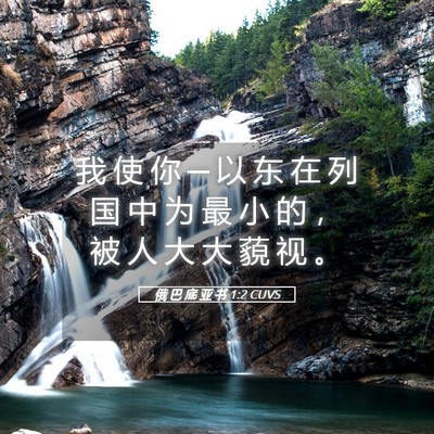 Picture 05 - 俄 巴 底 亚 书 1:2 CUVS - 我 使 你 ─ 以 东 在 列 国 中 为 最 - Bible Verse Picture