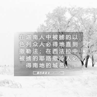 Picture 05 - 俄 巴 底 亚 书 1:20 CUVS - 在 迦 南 人 中 被 掳 的 以 色 列 众 - Bible Verse Picture