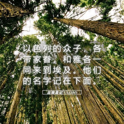 Picture 05 - 出 埃 及 记 1:1 CUVS - 以 色 列 的 众 子 ， 各 带 家 眷 ， - Bible Verse Picture