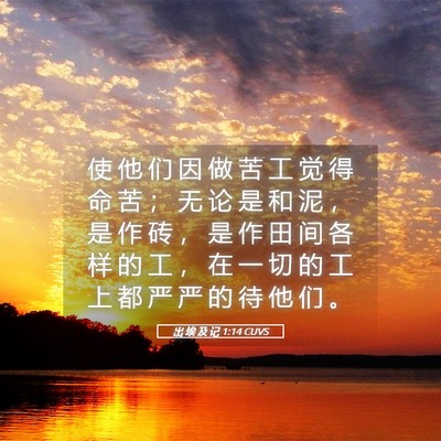Picture 05 - 出 埃 及 记 1:14 CUVS - 使 他 们 因 做 苦 工 觉 得 命 苦 ； - Bible Verse Picture