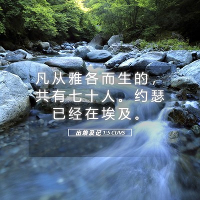 Picture 05 - 出 埃 及 记 1:5 CUVS - 凡 从 雅 各 而 生 的 ， 共 有 七 十 - Bible Verse Picture