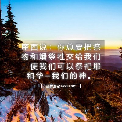 Picture 05 - 出 埃 及 记 10:25 CUVS - 摩 西 说 ： 你 总 要 把 祭 物 和 燔 - Bible Verse Picture