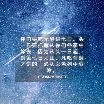 Picture 05 - 出 埃 及 记 12:15 CUVS - 你 们 要 吃 无 酵 饼 七 日 。 头 一 - Bible Verse Picture