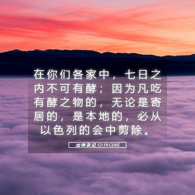 Picture 05 - 出 埃 及 记 12:19 CUVS - 在 你 们 各 家 中 ， 七 日 之 内 不 - Bible Verse Picture