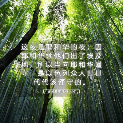 Picture 05 - 出 埃 及 记 12:42 CUVS - 这 夜 是 耶 和 华 的 夜 ； 因 耶 和 - Bible Verse Picture