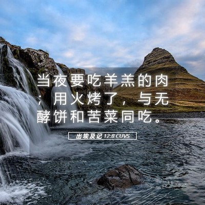 Picture 05 - 出 埃 及 记 12:8 CUVS - 当 夜 要 吃 羊 羔 的 肉 ； 用 火 烤 - Bible Verse Picture