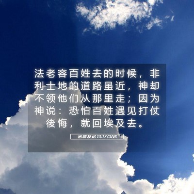 Picture 05 - 出 埃 及 记 13:17 CUVS - 法 老 容 百 姓 去 的 时 候 ， 非 利 - Bible Verse Picture