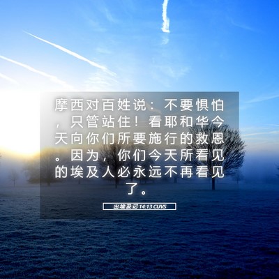Picture 05 - 出 埃 及 记 14:13 CUVS - 摩 西 对 百 姓 说 ： 不 要 惧 怕 ， - Bible Verse Picture