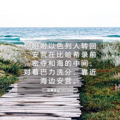 Picture 05 - 出 埃 及 记 14:2 CUVS - 你 吩 咐 以 色 列 人 转 回 ， 安 营 - Bible Verse Picture