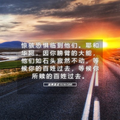 Picture 05 - 出 埃 及 记 15:16 CUVS - 惊 骇 恐 惧 临 到 他 们 。 耶 和 华 - Bible Verse Picture