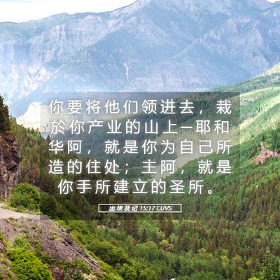 Picture 05 - 出 埃 及 记 15:17 CUVS - 你 要 将 他 们 领 进 去 ， 栽 於 你 - Bible Verse Picture