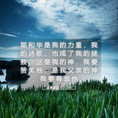 Picture 05 - 出 埃 及 记 15:2 CUVS - 耶 和 华 是 我 的 力 量 ， 我 的 诗 - Bible Verse Picture