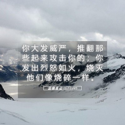 Picture 05 - 出 埃 及 记 15:7 CUVS - 你 大 发 威 严 ， 推 翻 那 些 起 来 - Bible Verse Picture