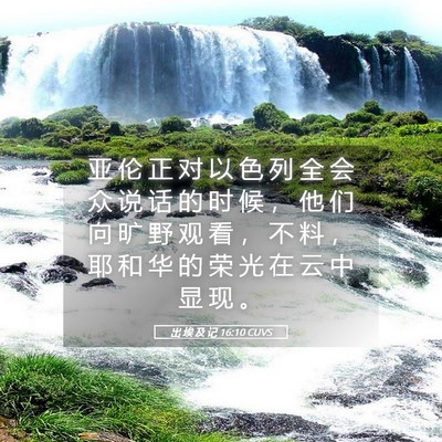 Picture 05 - 出 埃 及 记 16:10 CUVS - 亚 伦 正 对 以 色 列 全 会 众 说 话 - Bible Verse Picture