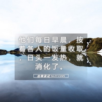 Picture 05 - 出 埃 及 记 16:21 CUVS - 他 们 每 日 早 晨 ， 按 着 各 人 的 - Bible Verse Picture